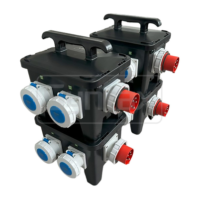 Syntax MP12 Polycarbonate Distribution Box 32 AMP Three Phase With RCDs Handy Temporary Waterproof Socket Box