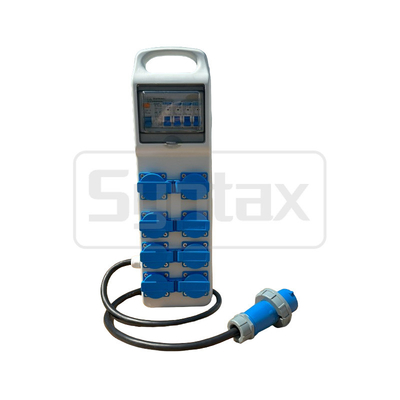 Syntax CT3 16A Electrical Power Splitter IP44 Distribution Box With 8 Schuko Sockets 490*142*95mm