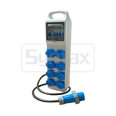Syntax CT3 16A Electrical Power Splitter IP44 Distribution Box With 8 Schuko Sockets 490*142*95mm