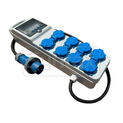 Syntax CT3 16A Electrical Power Splitter IP44 Distribution Box With 8 Schuko Sockets 490*142*95mm