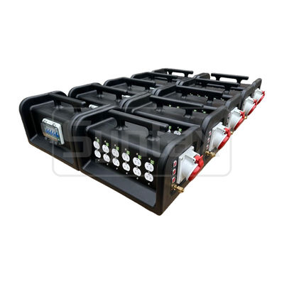 Syntax MS7 Three Phase 32A HDPE Portable Distribution Box IP67 With 6 Nos Nema Dual Sockets With Earthing Stud 395x260x275mm