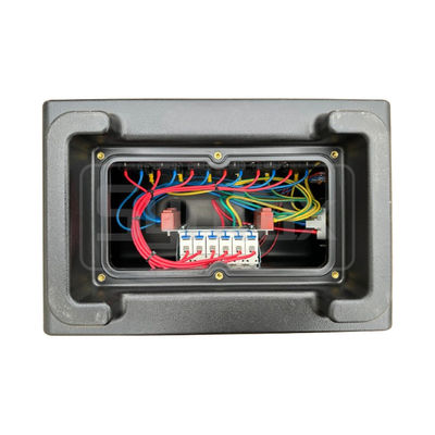 Syntax MS7 Three Phase 32A HDPE Portable Distribution Box IP67 With 6 Nos Nema Dual Sockets With Earthing Stud 395x260x275mm