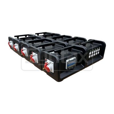 Syntax MS7 Three Phase 32A HDPE Portable Distribution Box IP67 With 6 Nos Nema Dual Sockets With Earthing Stud 395x260x275mm