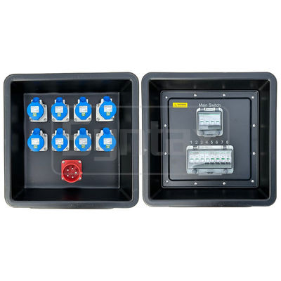 Σύνθεση MD1 Τρεις φάσεις 32AMP HDPE φορητό πίνακα διανομής IP67 Για το στάδιο ηλεκτρικής ενέργειας 430x380x460mm